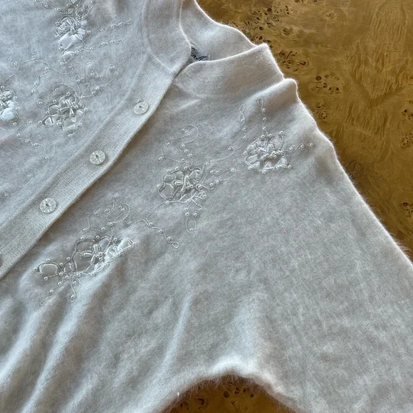 Vintage Angora & Lambswool Embellished Grandma Cardigan - Picture 5 of 6